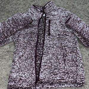 Burgundy Zip-Up Sherpa Jacket, Brand Pink, Size Small